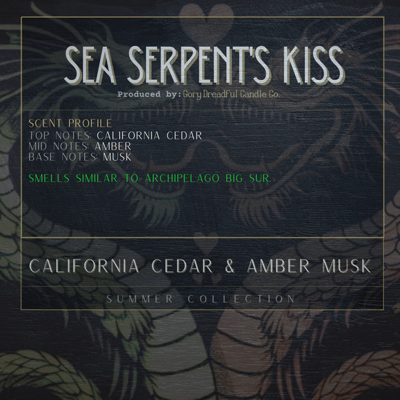 Sea Serpent's Kiss Luxury Wickless Candle: Cedar Amber Musk Scent - Picture 2 of 10